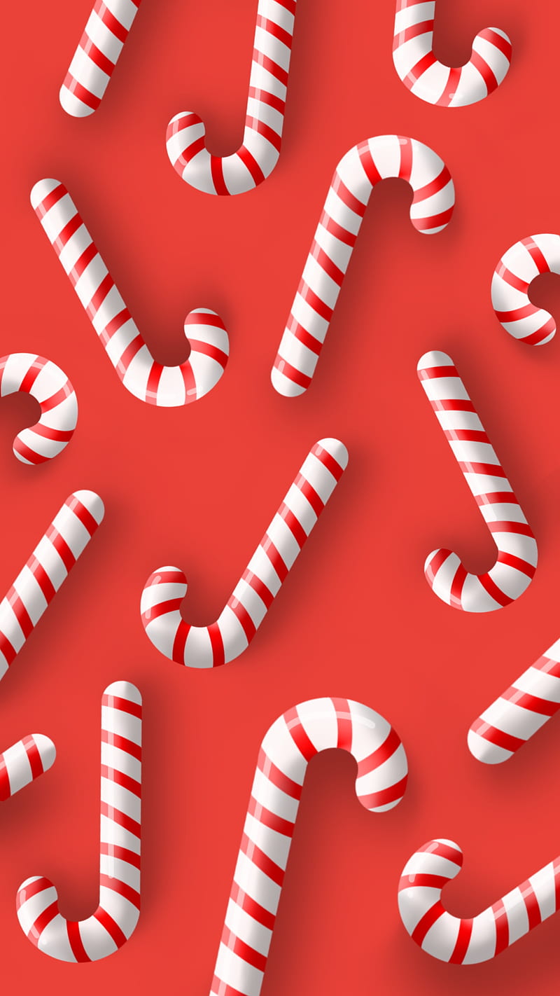 Candy Cane Pure Red, Holiday, Present, christmas, cozy, merry, pattern,  tree, HD phone wallpaper | Peakpx