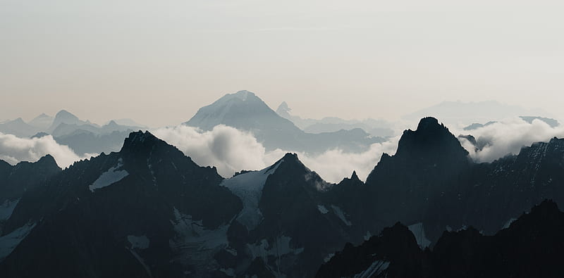 black mountains under white sky during daytime, HD wallpaper
