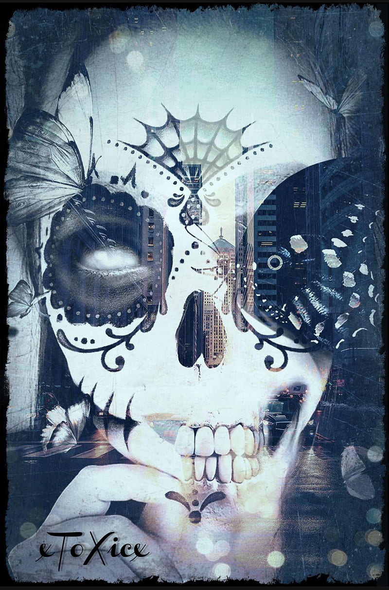 Seattles deadliest, city, creepy, dark, goth, gothic, scary, seattle, skull, sugar, HD phone wallpaper