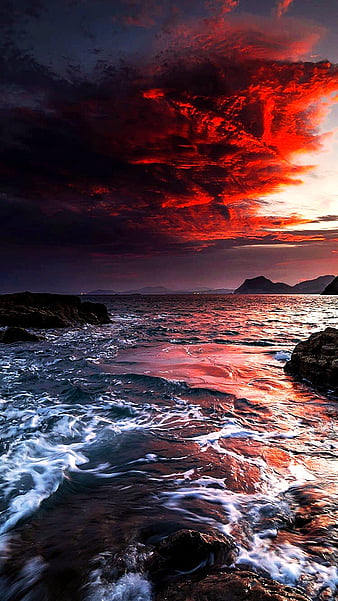 nuage rouge, beau nuage, si, fond d'écran du téléphone