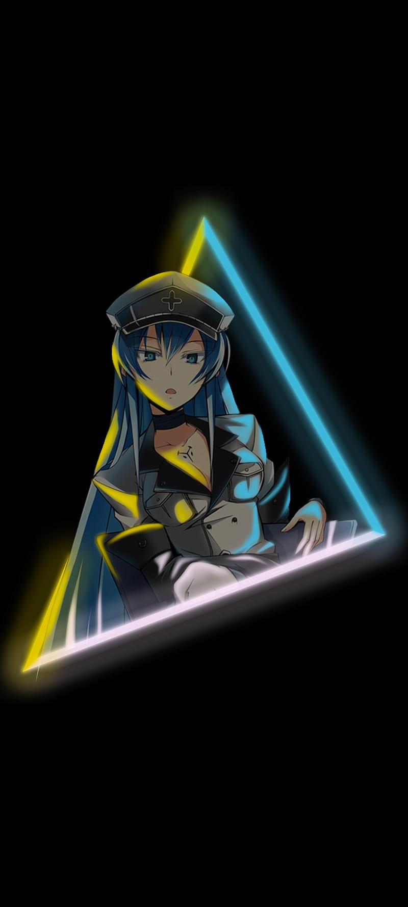 Esdeath Neon, blue, anime, akame ga kill, HD phone wallpaper