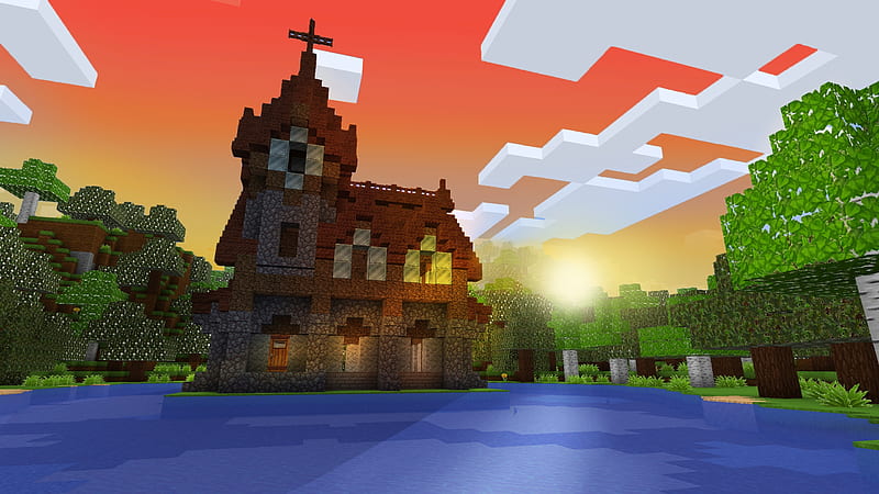 Pretty Castle Near Water like in Fairy tale | RealmCraft Minecraft Clone, open world game, gaming, playgames, realmcraft, pixel games, mobile games, sandbox, minecraft, games action, game, minecrafters, pixel art, art, 3d building games, fun, pixel, adventure, building, 3d, minecraft, HD wallpaper
