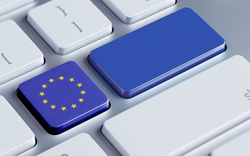 European Union, keyboard, EU flag button on keyboard, digital technology, EU flag, HD wallpaper