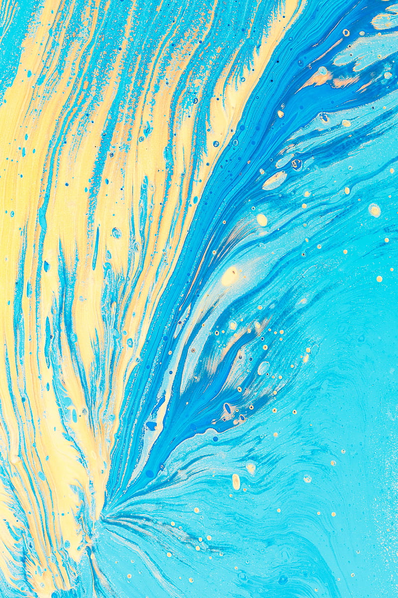 stains, spots, paint, abstraction, blue, yellow, HD phone wallpaper