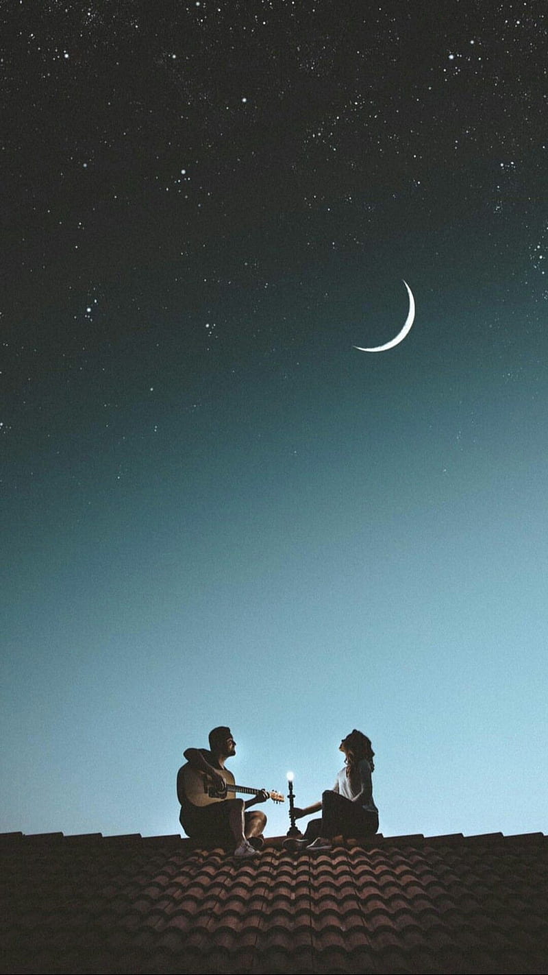 Romantic Night , love, i love you, i love u, moon, lover, HD phone wallpaper
