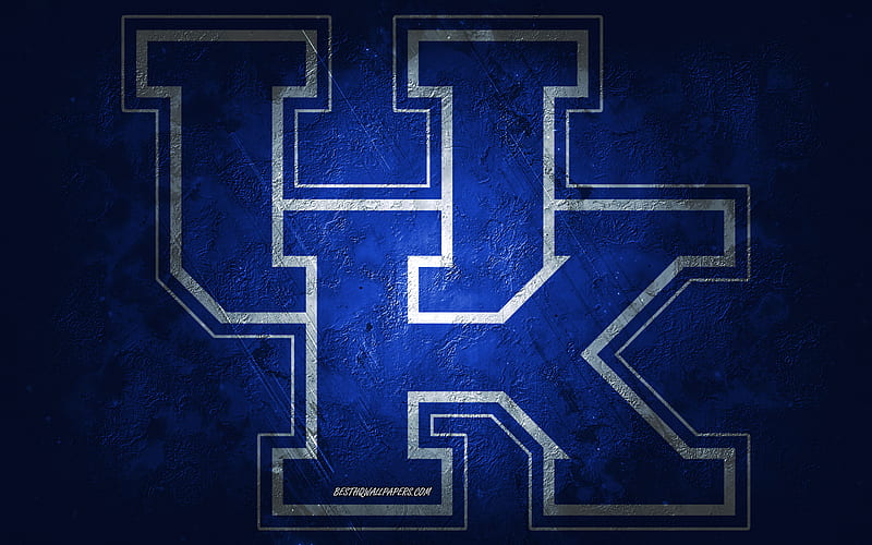 Kentucky Wildcats, American football team, blue background, Kentucky Wildcats logo, grunge art, NCAA, American football, USA, Kentucky Wildcats emblem, HD wallpaper