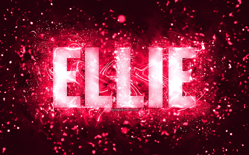 Happy Birtay Ellie pink neon lights, Ellie name, creative, Ellie Happy Birtay, Ellie Birtay, popular american female names, with Ellie name, Ellie, HD wallpaper