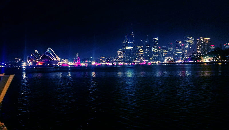 Sydney Opera House, australia, city, light, lights, night, HD wallpaper