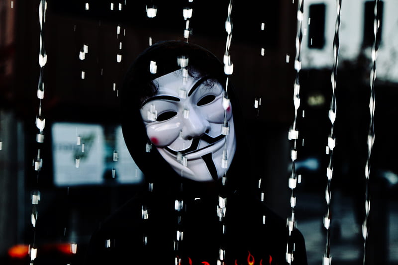 man, mask, anonymous, spray, water, HD wallpaper