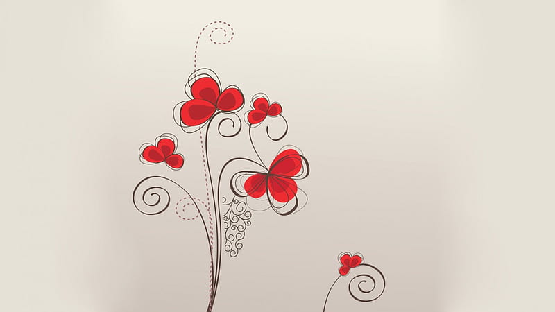 Retro Floral, retro, illustrations, graphics, beige background, vector, floral, HD wallpaper