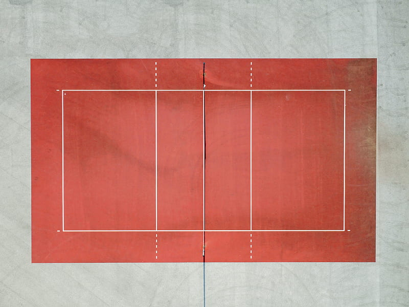 white and red volleyball court aerial, HD wallpaper