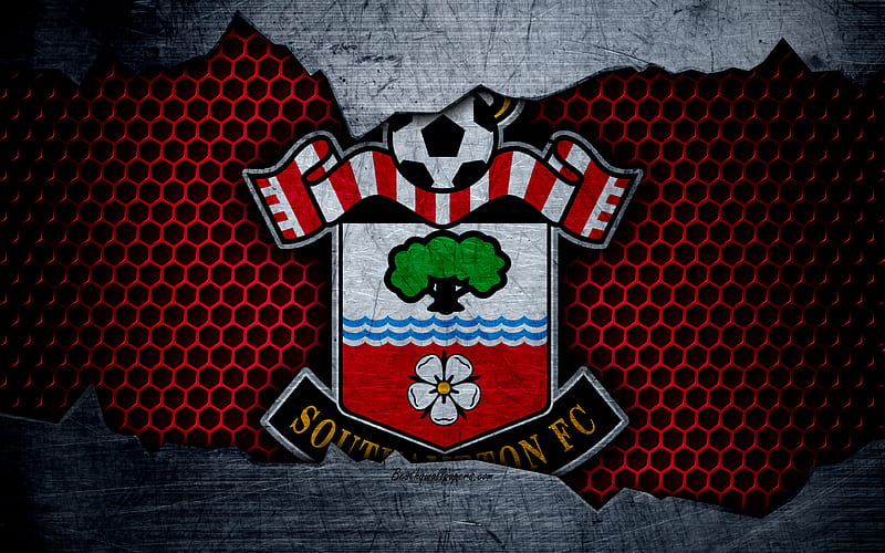 Southampton FC football, Premier League, England, emblem, logo, football club, Southampton, UK, metal texture, grunge, HD wallpaper