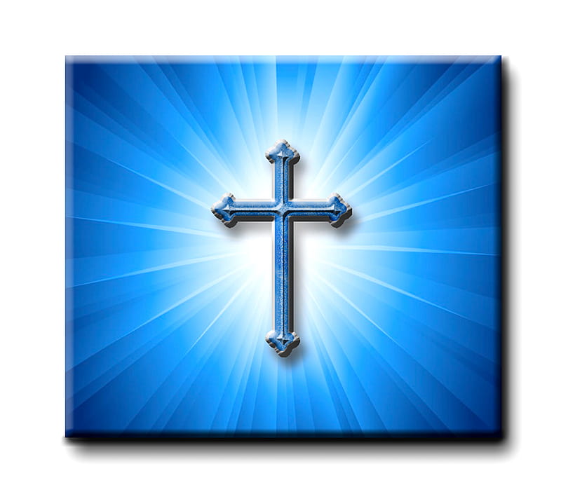 Cross, blue, christ, church, jesus, religion, spiritual, HD wallpaper