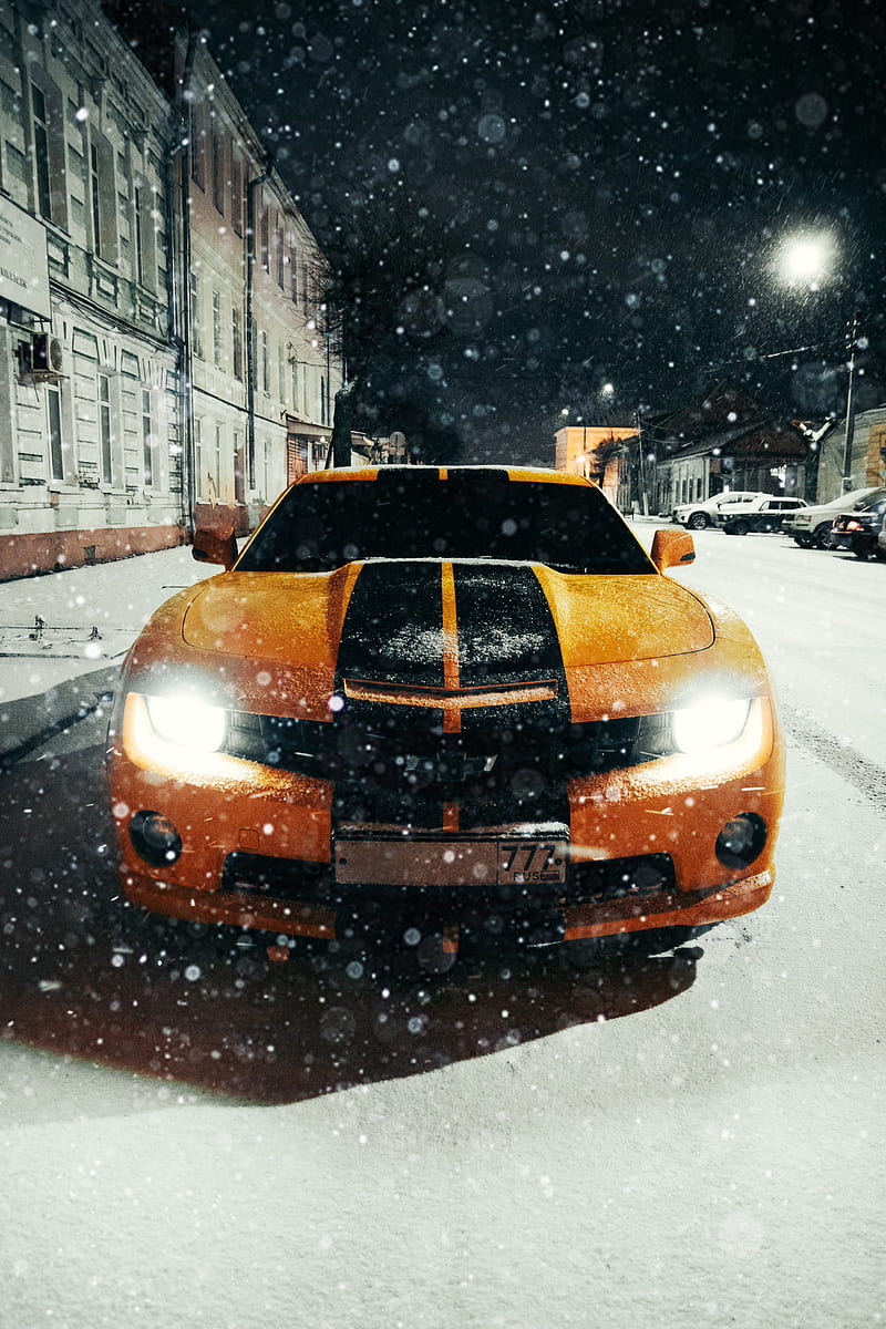 La maquina, front view, headlights, orange, HD phone wallpaper | Peakpx