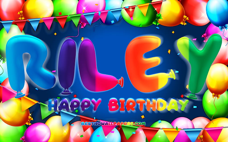 Riley male name, colorful letter balloons background Stock Photo