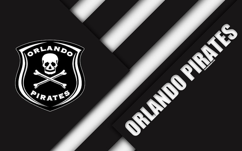 Orlando Pirates FC South African Football Club, logo, black and white abstraction, material design, Johannesburg, South Africa, Premier Soccer League, football, HD wallpaper
