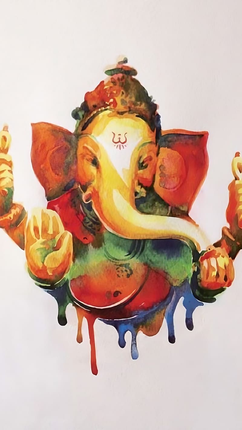 Vinayagar , colour painting, lord, god, HD phone wallpaper