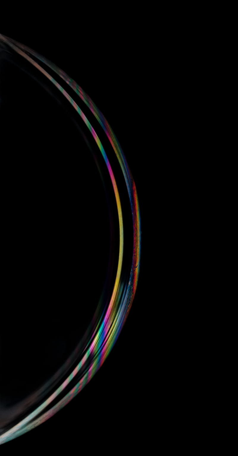 round, rainbow, black background, HD phone wallpaper