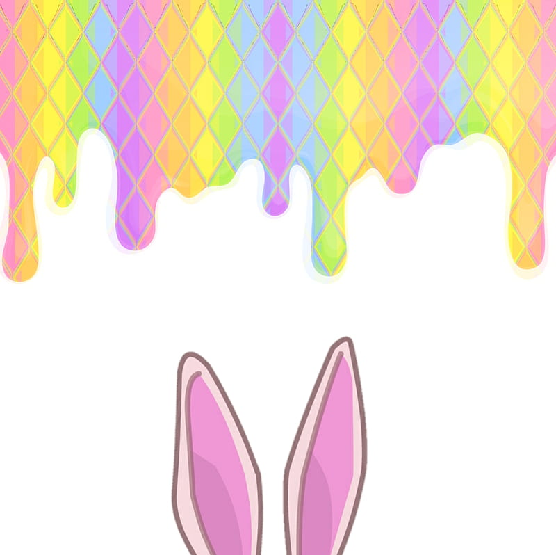 Bunny Ears 2, animals, cute, easter, fluffy, pastels, rabbit, rainbow, white, HD wallpaper