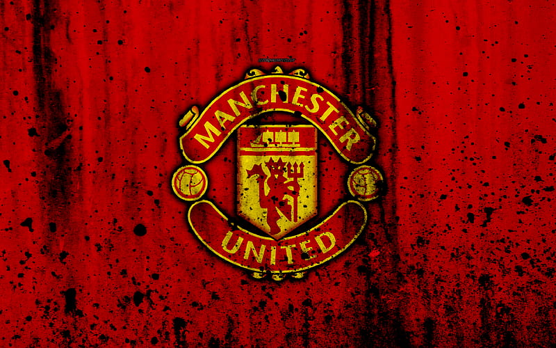 FC Manchester United Premier League, MU, logo, The Gunners, England, soccer, football club, grunge, Manchester United, art, stone texture, Manchester United FC, HD wallpaper