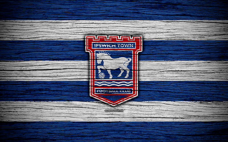 Ipswich Town FC EFL Championship, soccer, football club, England, Ipswich Town, logo, wooden texture, FC Ipswich Town, HD wallpaper