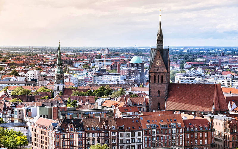 Hanover, skyline cityscapes, summer, german cities, Europe, Germany, Cities of Germany, Hanover Germany, cityscapes, HD wallpaper