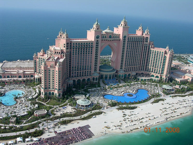 Atlantis Palm, Dubai, resort, hotel and resort, palm island, hotel, jumeriah, palm, dubai, atlantis, HD wallpaper