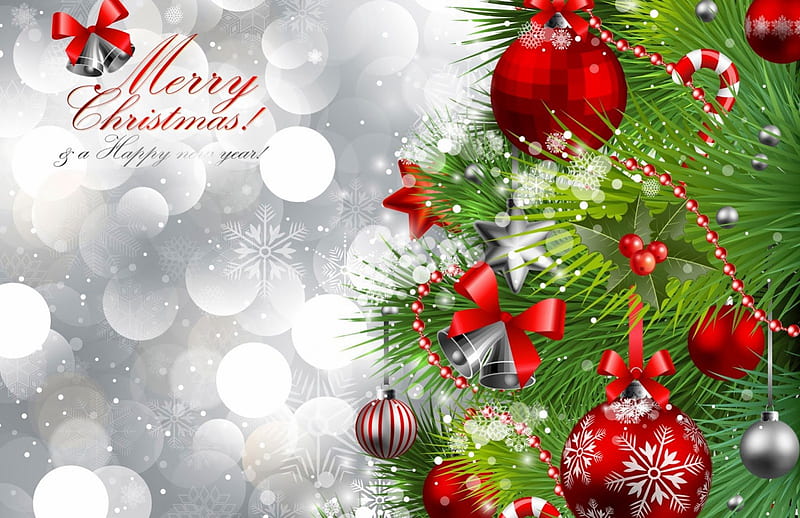Season Greetings!, ornaments, tree, christmas, bonito, new year, greetings, HD wallpaper