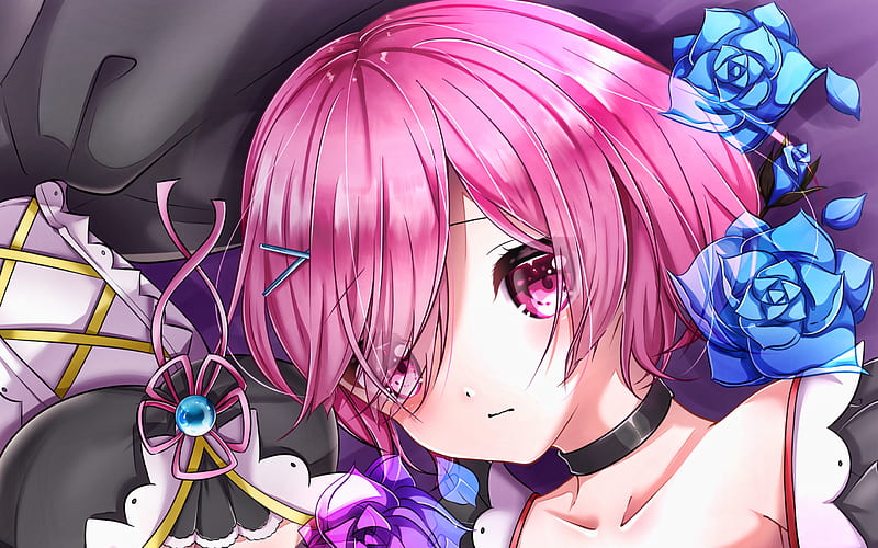 Ram, blue roses, manga, Re Zero, protagonist, Re Zero characters, Ram Re Zero, HD wallpaper