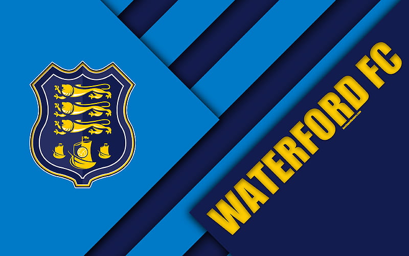 Waterford FC logo, blue abstraction, Irish Football Club, material design, emblem, Waterford, Ireland, football, League of Ireland Premier Division, Waterford United, HD wallpaper