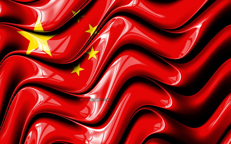 Chinese flag Asia, national symbols, Flag of China, 3D art, China, Asian countries, China 3D flag, HD wallpaper