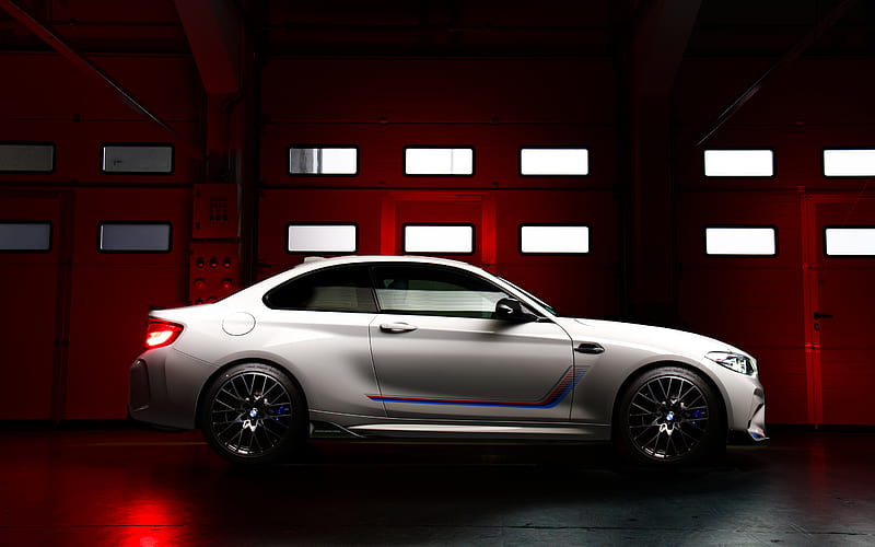2019, BMW M2, Competition Edition Heritage, F87, side view, white sports coupe, tuning M2, racing car, BMW, HD wallpaper