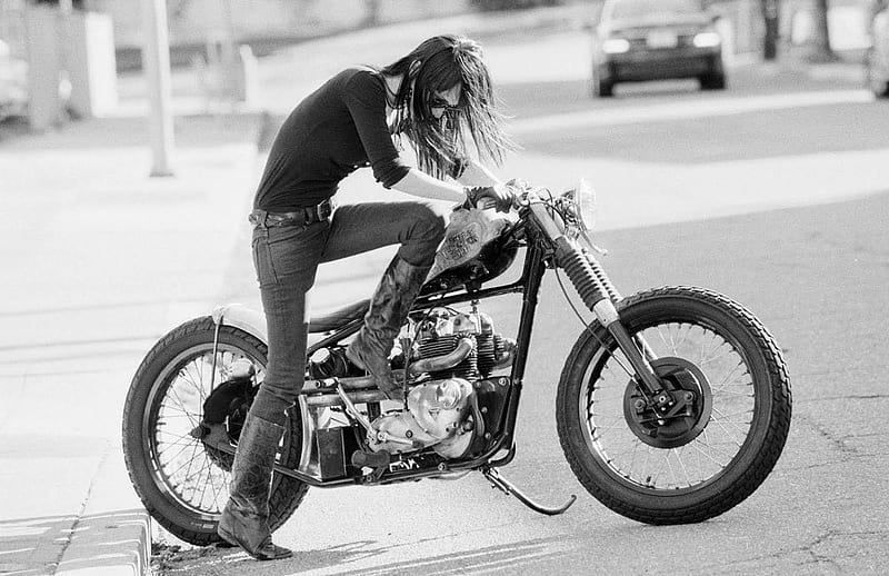 Kickstart, woman, sexy, motorcycle, car, HD wallpaper