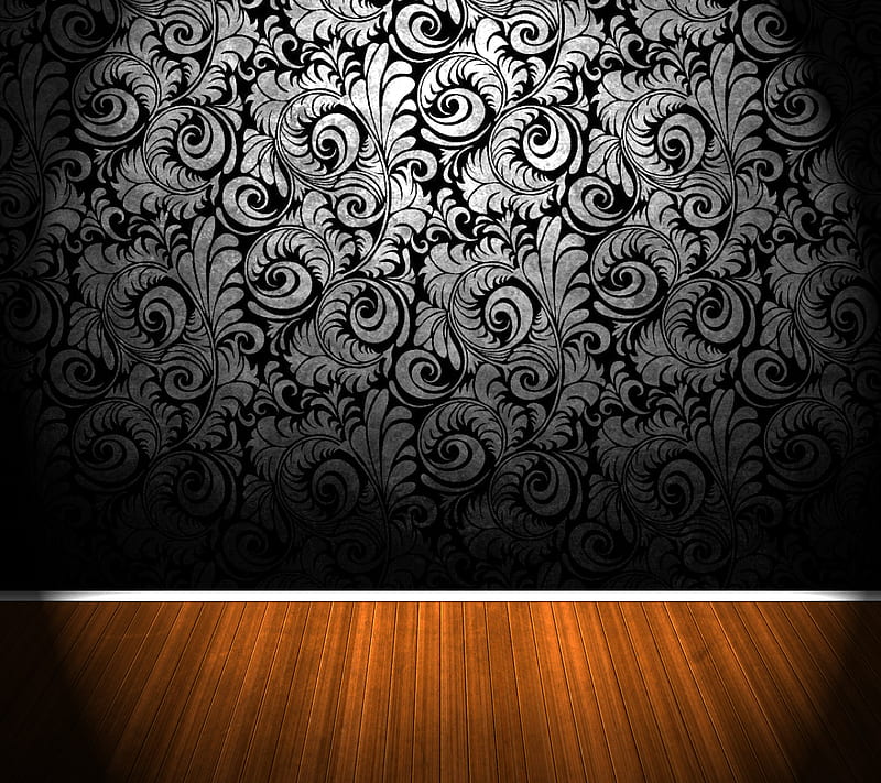 Black Pattern Wall 3, black, floor, hardwood, pattern, room, wall, wood, HD wallpaper