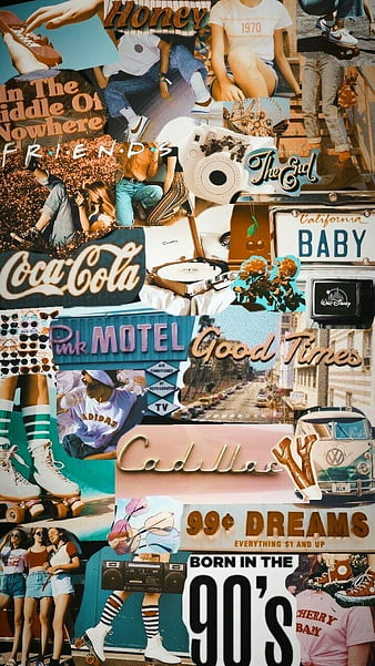 Vintage collage, coca cola, collage, crazy, movie, vintage, HD phone wallpaper