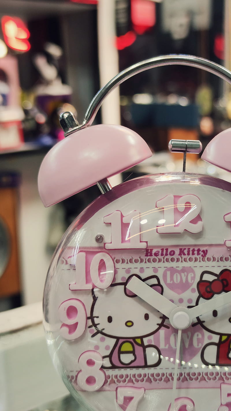 Hello Kitty, clock, clocks, girl, good, good morning, love, love , morning, pink, HD phone wallpaper