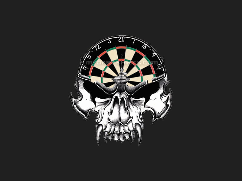 Darts Skull, black, darts, skull, dartboard, HD wallpaper