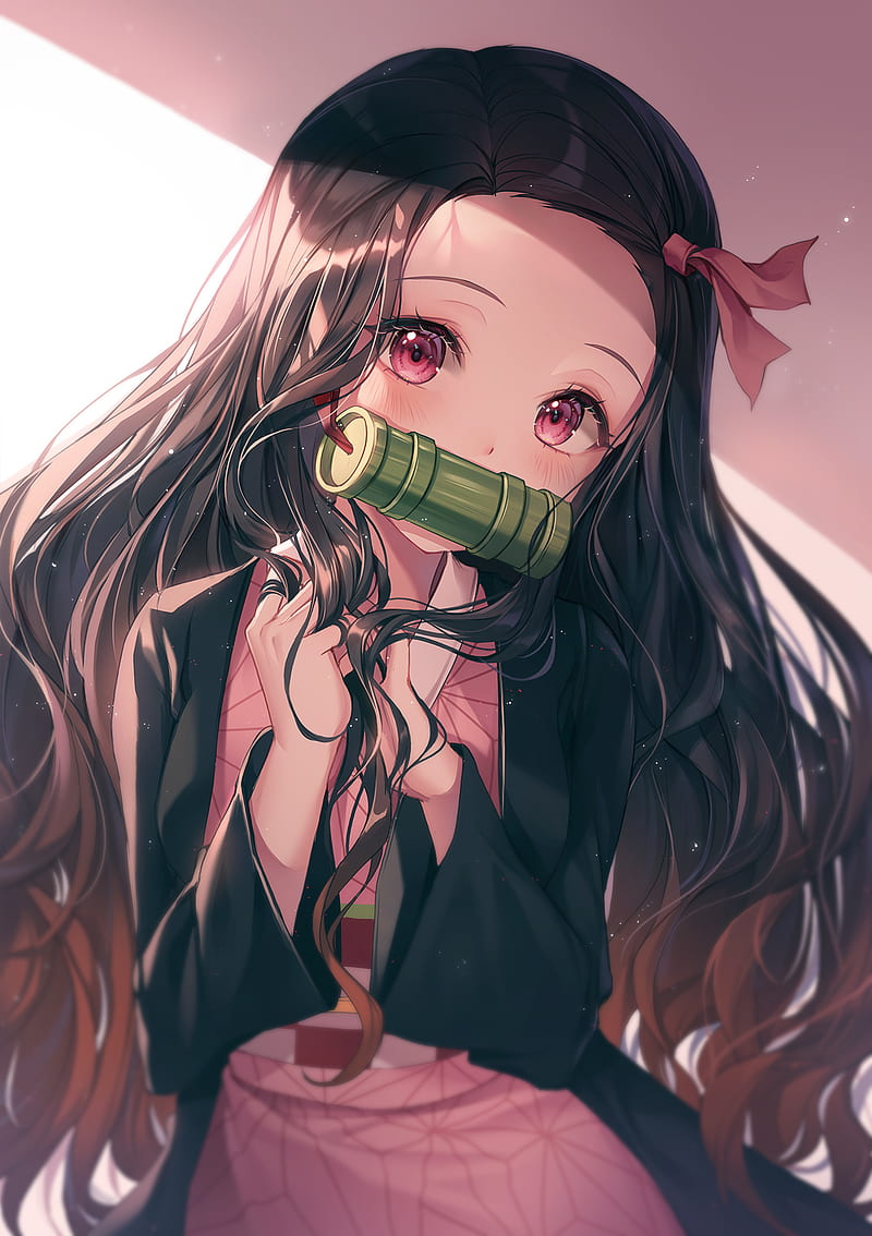 anime, anime girls, digital art, artwork, 2D, portrait display, vertical, Kamado Nezuko, Kimetsu no Yaiba, HD phone wallpaper