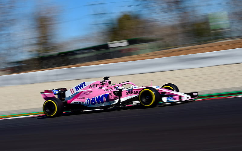2018, Force India VJM11, Formula 1, new racing car, exterior, pink car, HALA defense, car racing, Force India, HD wallpaper