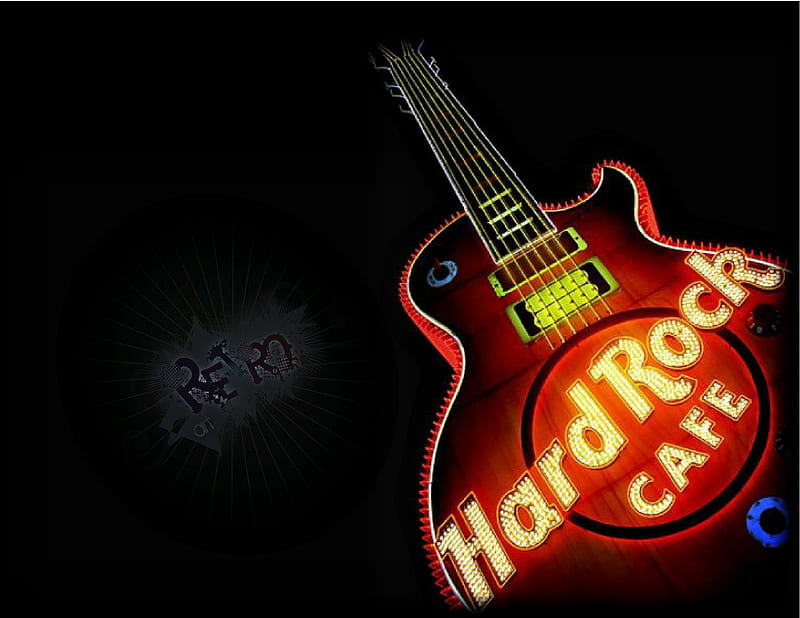 Hard Rock Cafe Guitar, neon guitar, guitar, hard rock, neon, hard rock cafe, HD wallpaper