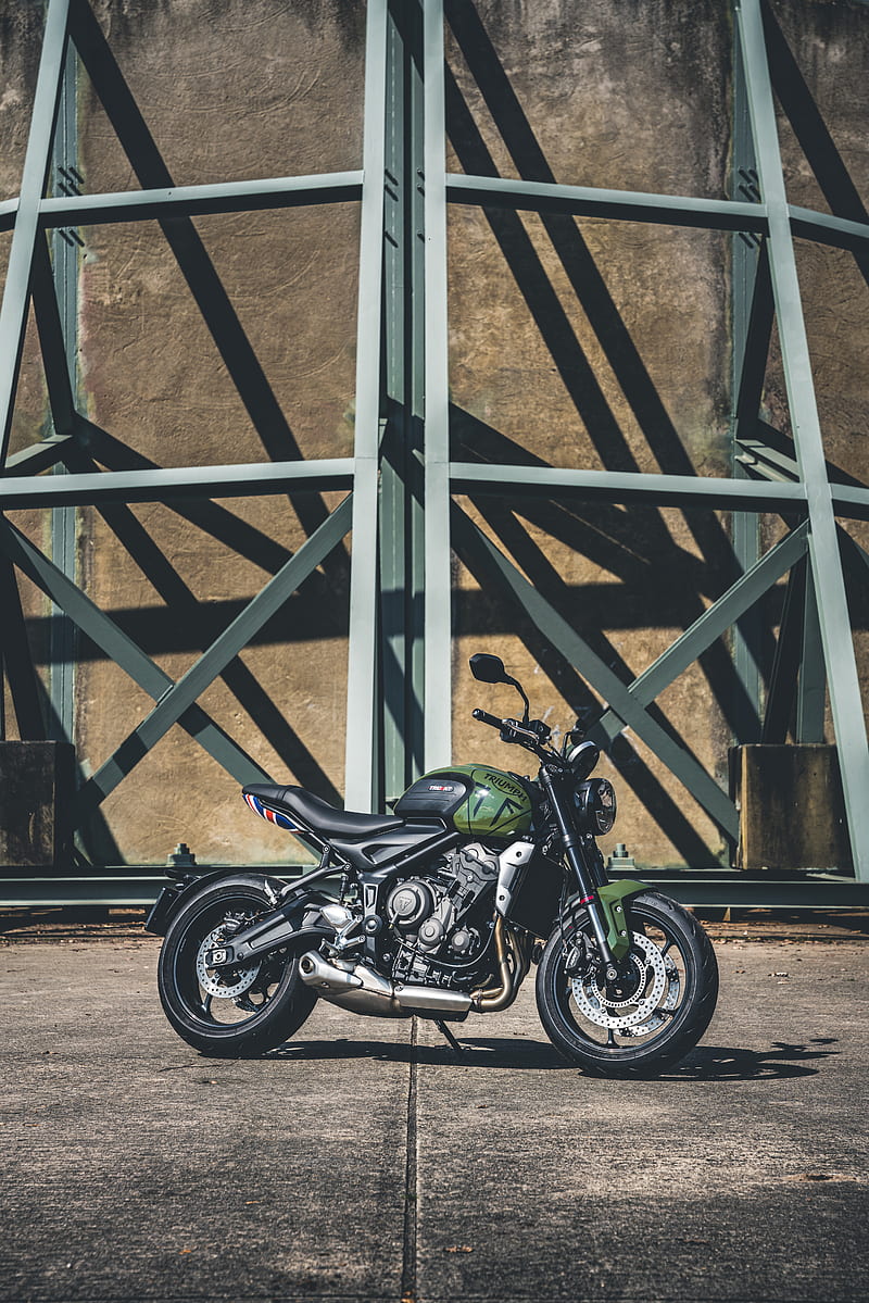 triumph, motorcycle, bike, green, HD phone wallpaper
