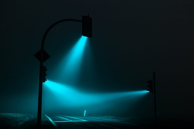 Green traffic lights in fog, traffic, in, green, lights, fog, HD wallpaper