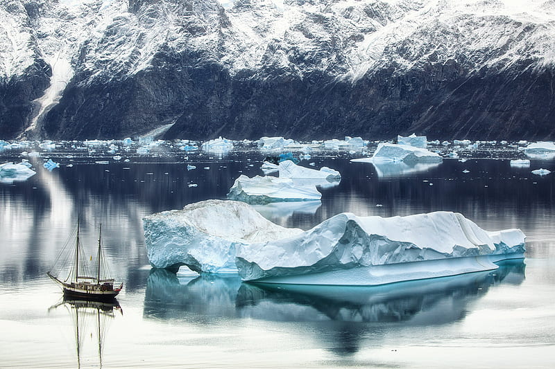 Vehicles, Sailboat, Greenland (Movie), Ice, Water, HD wallpaper