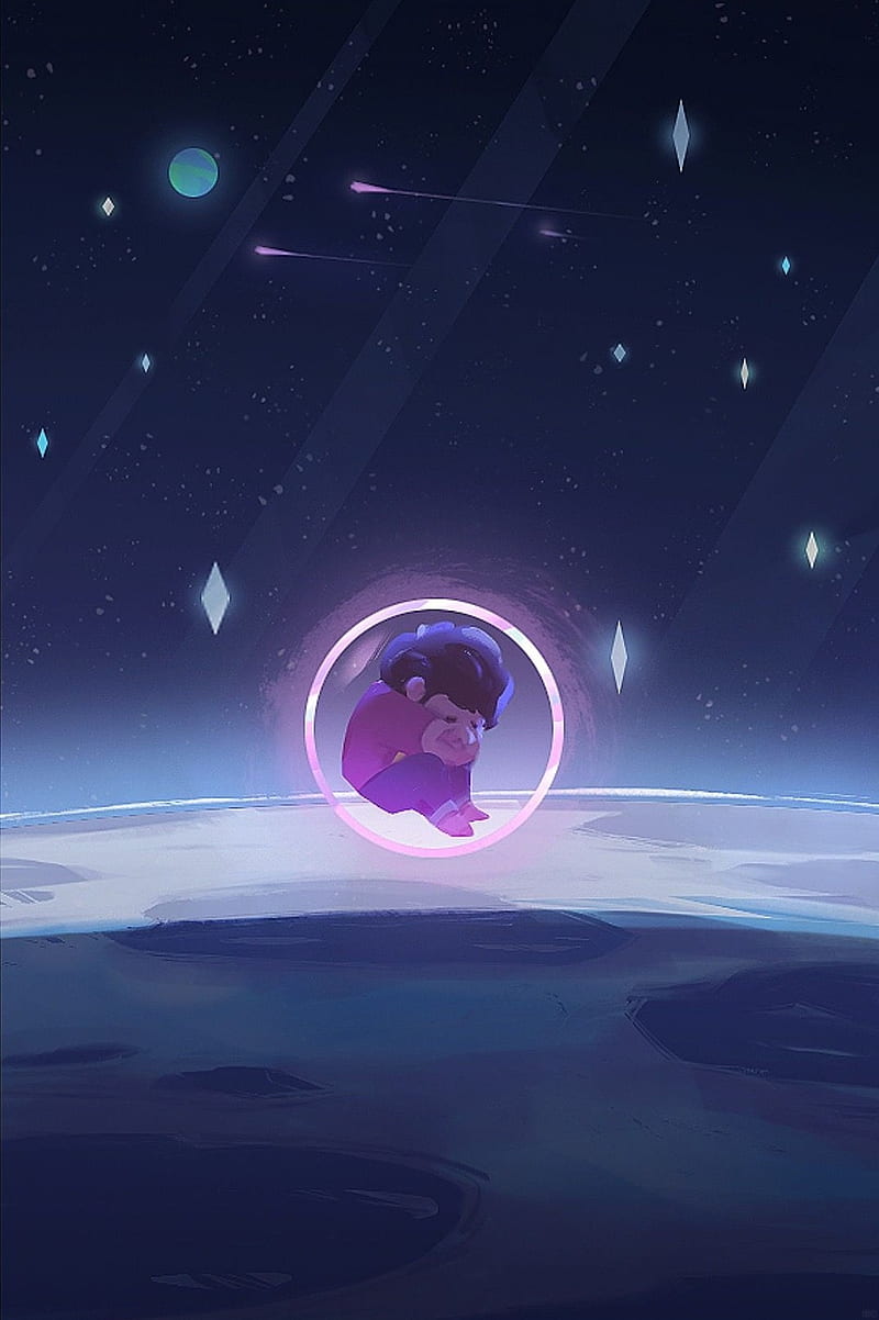 Steven in a bubble, planet, space, steven universe, HD phone wallpaper