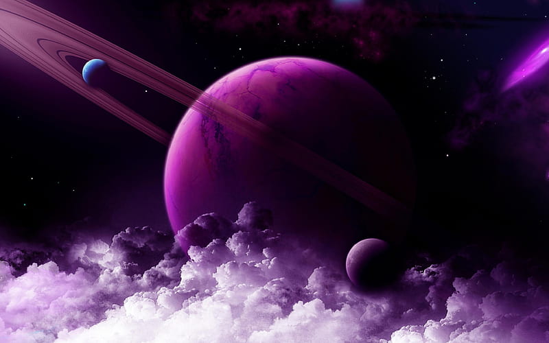 saturn, purple planet solar system, galaxy, planets, universe, HD wallpaper