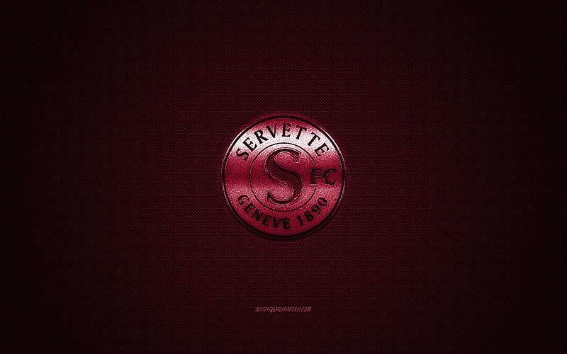 Servette FC, Swiss football club, Swiss Super League, burgundy logo, burgundy carbon fiber background, football, Geneva, Switzerland, Servette FC logo, HD wallpaper
