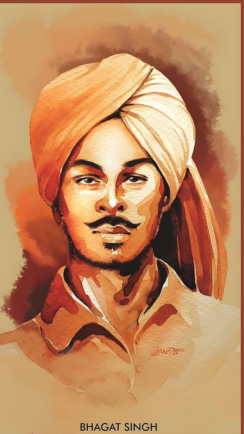 Painting portrait of bhagat Singh.. Water color painting.. Narayan maharana  art.. | Painter artist, Portrait painting, Artist