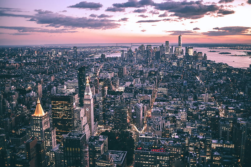 city, metropolis, aerial view, buildings, skyscrapers, cityscape, new york, HD wallpaper