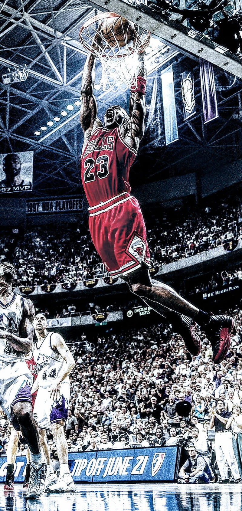 Download Michael Jordan in MidAir Slam Dunk Wallpaper  Wallpaperscom