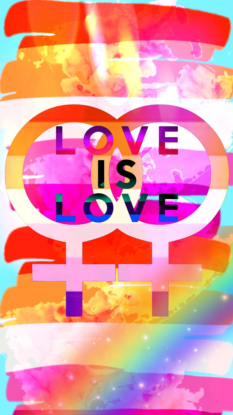 Love is Love, colorful, flag, lesbian, lgbt, lgbtqia, pride, symbol, woman, HD phone wallpaper